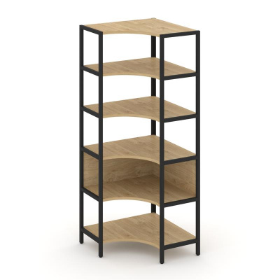 Shelf System Односекционный угловой стеллаж пятиярусный SN.STMU-511 Тиквуд Светлый/Металл Черный 810