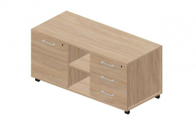 Тумба мобильная сервисная правая (3 секции, усиленные колёсные опоры, ручки - алюминий) 1200х530х570мм OMU1253SDOWOW светлый дуб светлый дуб