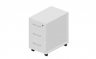 Тумба мобильная узкая 3 ящика ручки - алюминий) OMP3N