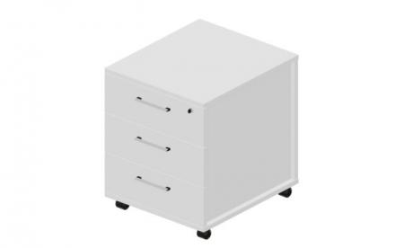 Тумба мобильная (3 ящика, стандартные колёсные опоры, ручки - 0хром) 460х530х570мм EMP3B