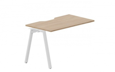 Стол 1180х680х750мм (с эргономичным вырезом) - приставной элемент ARNPV127OWBL светлый дуб белый