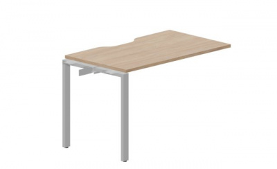 Стол 1180х680х750мм (с эргономичным вырезом) - приставной элемент STNPV127OWAL светлый дуб алюминий