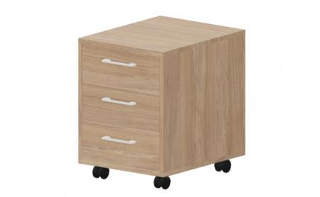 Тумба мобильная 3 ящ. (в разборе, без замка), 430х530х580мм, ручки черные, колёса со стопором LKMP3