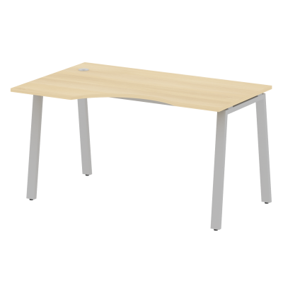 Metal System Стол криволинейный левый на А-образном м/к БА.СА-2 (L) Акация Лорка/Металл Серый 1400*9