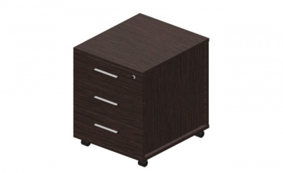 Тумба мобильная (3 ящика, стандартные колёсные опоры, ручки - 0хром) 460х530х570мм EMP3BOMOM дуб мокко дуб Мокко