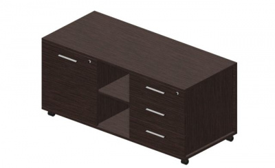 Тумба мобильная сервисная правая (3 секции, стандартные колёсные опоры, ручки - 0хром) 1200х530х570мм EMU1253BDOMOM дуб мокко дуб Мокко