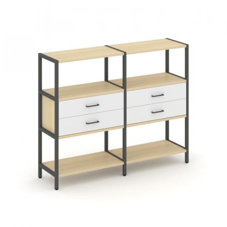 Shelf System Двухсекционный стеллаж трехярусный с ящиками SN.STM-322 15