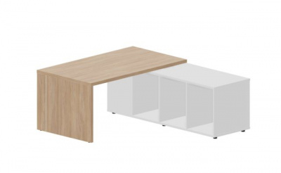 Стол на опорной сервисной тумбе (правый) 160(+0/15/30)х180х73.5см, толщ.столешницы 36мм NR160TSDOWBLBL светлый дуб белый