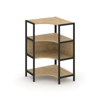 Shelf System Односекционный угловой стеллаж трехярусный SN.STMU-311 Тиквуд Светлый/Металл Черный 810