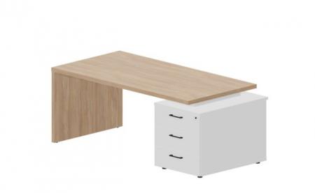 Стол на опорной тумбе 3 ящика (правый) 180(+0/15/30)0х900х73.50мм NR180T3D