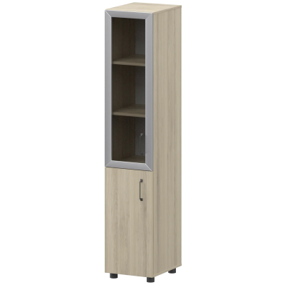 Стеллаж комбинированный узкий с стеклянным фасадом в алюминиевой раме левый К-932,К-936,К-939,КФ-936,КФ-939 Кронберг 360x420x2000 Приоритет