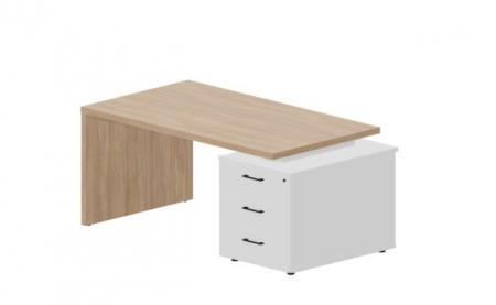 Стол на опорной тумбе 3 ящика (правый) 160(+0/15/30)0х900х73.50мм NR160T3D