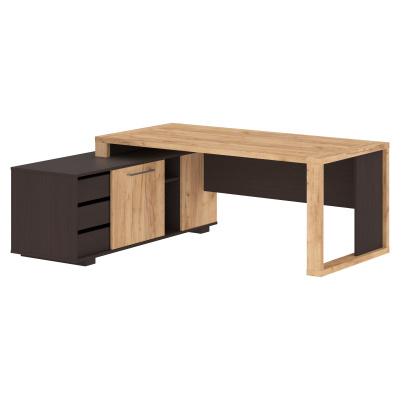 Стол руководителя с тумбой ACT 1916.A(L) Дуб Бофорд/Венге Магия 1 900х1 600х750 ALTO