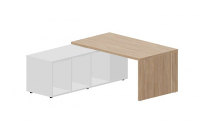 Стол на опорной сервисной тумбе (левый) 160(+0/15/30)х180х73.5см, толщ.столешницы 36мм NR160TSGOWBLBL светлый дуб белый