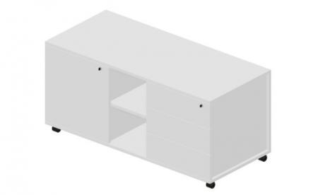 Тумба мобильная сервисная правая (3 секции, стандартные колёсные опоры, без ручек) 1200х530х570мм UMU1253BD