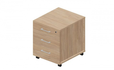 Тумба мобильная (3 ящика, усиленные колёсные опоры, ручки - алюминий) 460х530х570мм OMP3SOWOW светлый дуб светлый дуб