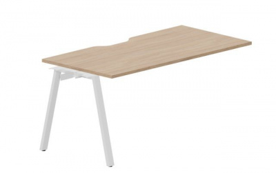 Стол 1580х780х750мм (с эргономичным вырезом) - приставной элемент ARNPV168OWBL светлый дуб белый
