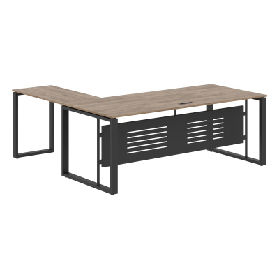 Стол руководителя угловой ECT 2019M Кария Пальмира/Антрацит 2000х1900х750 ENIO