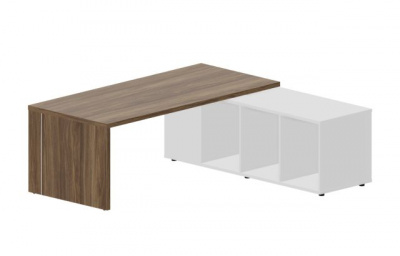 Стол на опорной сервисной тумбе (правый) 200(+0/15/30)0х1800х73.50мм NR200TSDWNBLBL орех белый