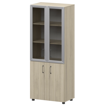 Стеллаж комбинированный с стеклянными фасадами в алюминиевой раме К-934,К-942,К-945,КФ-942,КФ-945 Кронберг 720x420x2000 Приоритет