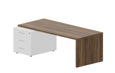 Стол на опорной тумбе 3 ящика (левый) 200(+0/15/30)0х900х73.50мм NR200T3GWNBL орех белый