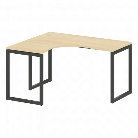 Metal System Quattro Стол криволинейный левый на О-образном м/к 40БО.СА-3 (L) Дуб Наварра/Металл Сер