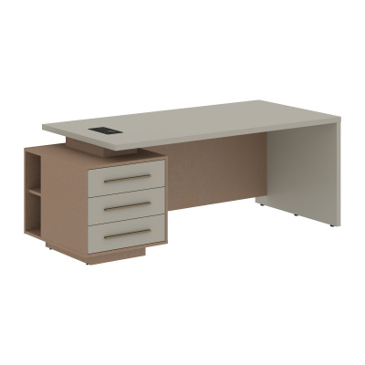 Стол руководителя с тумбой VCT 2090(L) Аметист/Бронза браш/Кобра 2000х900х750 VELION