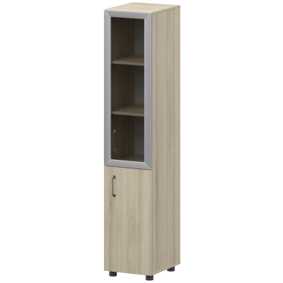 Стеллаж комбинированный узкий с стеклянным фасадом в алюминиевой раме правый К-932,К-936,К-940,КФ-936,КФ-939 Кронберг 360x420x2000 Приоритет