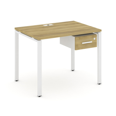 Concept Стол рабочий с подвесной тумбой с одним ящ. CN.SP-109 W Дуб Винченцо/Белый Бриллиант/Металл