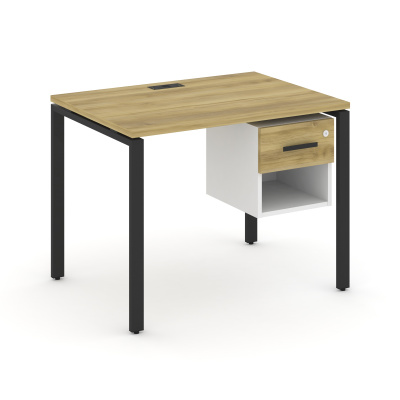 Concept Стол рабочий с подвесной тумбой 1 открытой нишей и одним ящ. CN.SP-117 B Дуб Винченцо/Белый