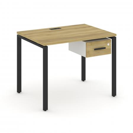 Concept Стол рабочий с подвесной тумбой с одним ящ. CN.SP-109 B Сандал Янтарный/Белый Бриллиант/Мета