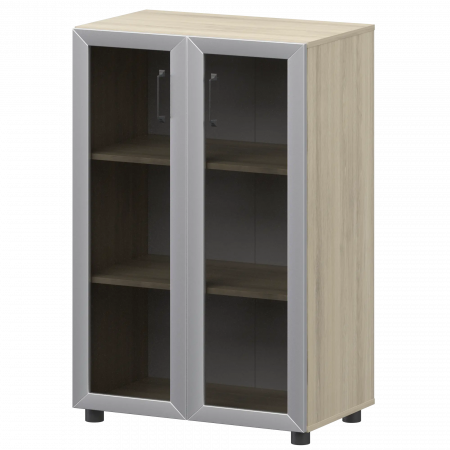 Стеллаж средний закрытый с стеклянными фасадами в алюминиевой раме К-933,К-945,КФ-945 720x420x1215