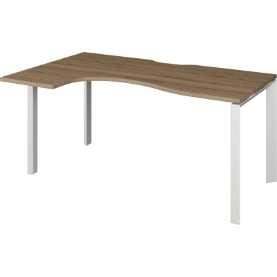Стол эргономичный левый на металлокаркасе НТМП.П-060.ЛВ Дуб сафари/Белый 1600x1000x750 Аргентум-МП