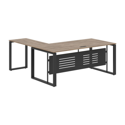 Стол руководителя угловой ECT 1819M Кария Пальмира/Антрацит 1800х1900х750 ENIO