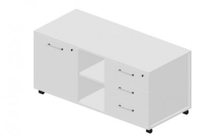 Тумба мобильная сервисная правая (3 секции, стандартные колёсные опоры, ручки - 0хром) 1200х530х570мм EMU1253BD