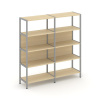 Shelf System Двухсекционный стеллаж четырехярусный SN.STM-421 Акация Лорка/Металл Серый 1590*400*161