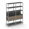 Shelf System Двухсекционный стеллаж пятиярусный с ящиками SN.STM-522 Антрацит/Вяз Благородный/Металл