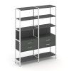 Shelf System Двухсекционный стеллаж пятиярусный с ящиками SN.STM-522 Антрацит/Металл Белый 1590*400*