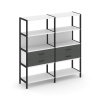 Shelf System Двухсекционный стеллаж четырехярусный с ящиками SN.STM-422 Белый/Антрацит/Металл Черный