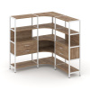 Shelf System Трехсекционный угловой стеллаж четырехярусный с ящиками SN.STMU-431 Дуб Табак/Металл Бе