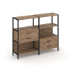 Shelf System Двухсекционный стеллаж трехярусный с ящиками SN.STM-323 Дуб Табак/Металл Черный 1590*40