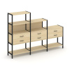 Shelf System Трехсекционный стеллаж четырех/трех/двухярусный с ящиками SN.STM-431 Акация Лорка/Метал