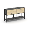 Shelf System Двухсекционный стеллаж двухярусный с ящиками SN.STM-222 Антрацит/Акация Лорка/Металл Че