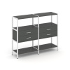 Shelf System Двухсекционный стеллаж трехярусный с ящиками SN.STM-322 Антрацит/Металл Белый 1590*400*