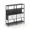 Shelf System Двухсекционный стеллаж четырехярусный с ящиками SN.STM-422 Антрацит/Белый/Металл Черный