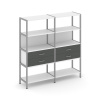 Shelf System Двухсекционный стеллаж четырехярусный с ящиками SN.STM-422 Белый/Антрацит/Металл Серый