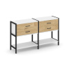 Shelf System Двухсекционный стеллаж двухярусный с ящиками SN.STM-222 Белый/Тиквуд Светлый/Металл Чер