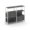 Shelf System Двухсекционный стеллаж трехярусный с ящиками SN.STM-323 Антрацит/Металл Белый 1590*400*