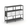 Shelf System Двухсекционный стеллаж трехярусный с ящиками SN.STM-322 Антрацит/Белый/Металл Антрацит