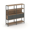 Shelf System Двухсекционный стеллаж четырехярусный с ящиками SN.STM-422 Дуб Табак/Антрацит/Металл Ан
